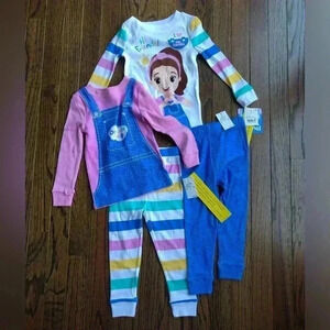 NWT Ms. Rachel Girls 2T 4pc Long-Sleeves/Pants Pajama Set - 100% cotton